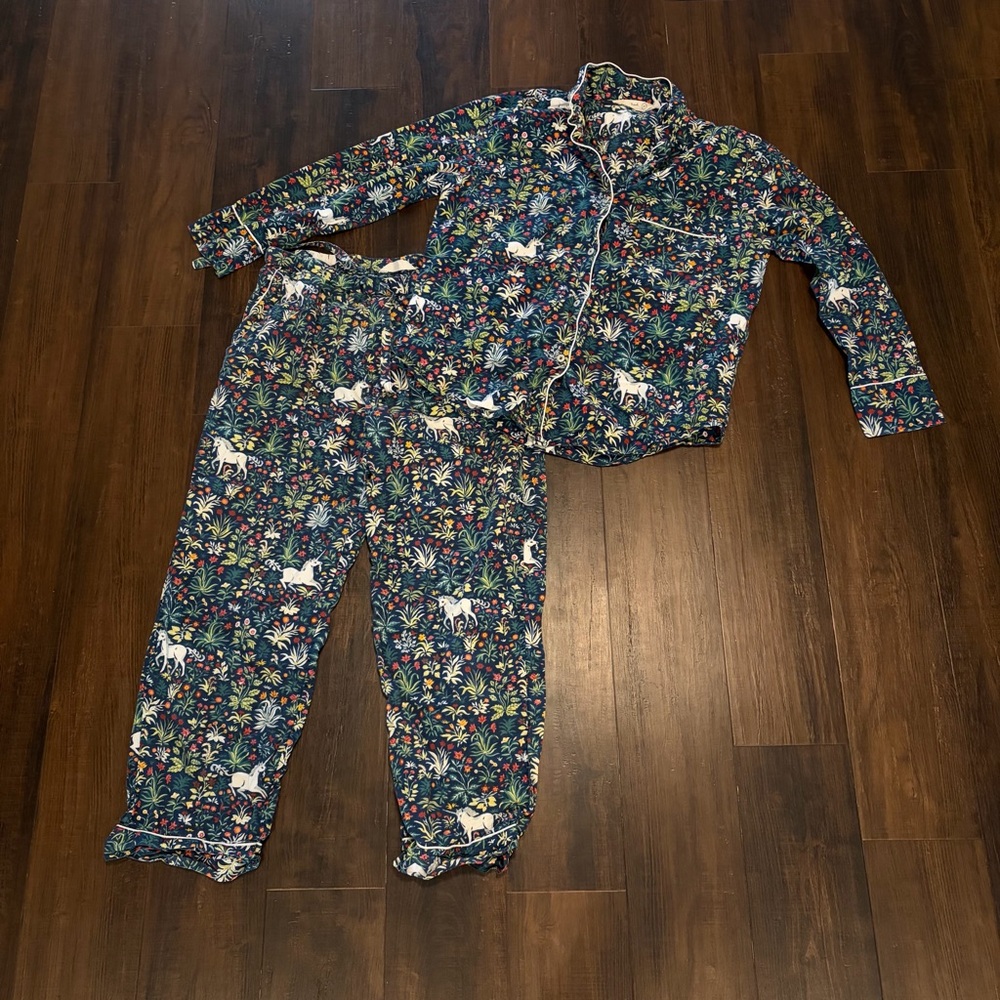 Printfresh Navy Floral Unicorn Pajama Set
